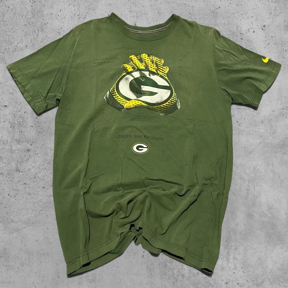 Nike Green Bay Packers Graphic T-Shirt Green Mens Size Large Retro NFL Tee